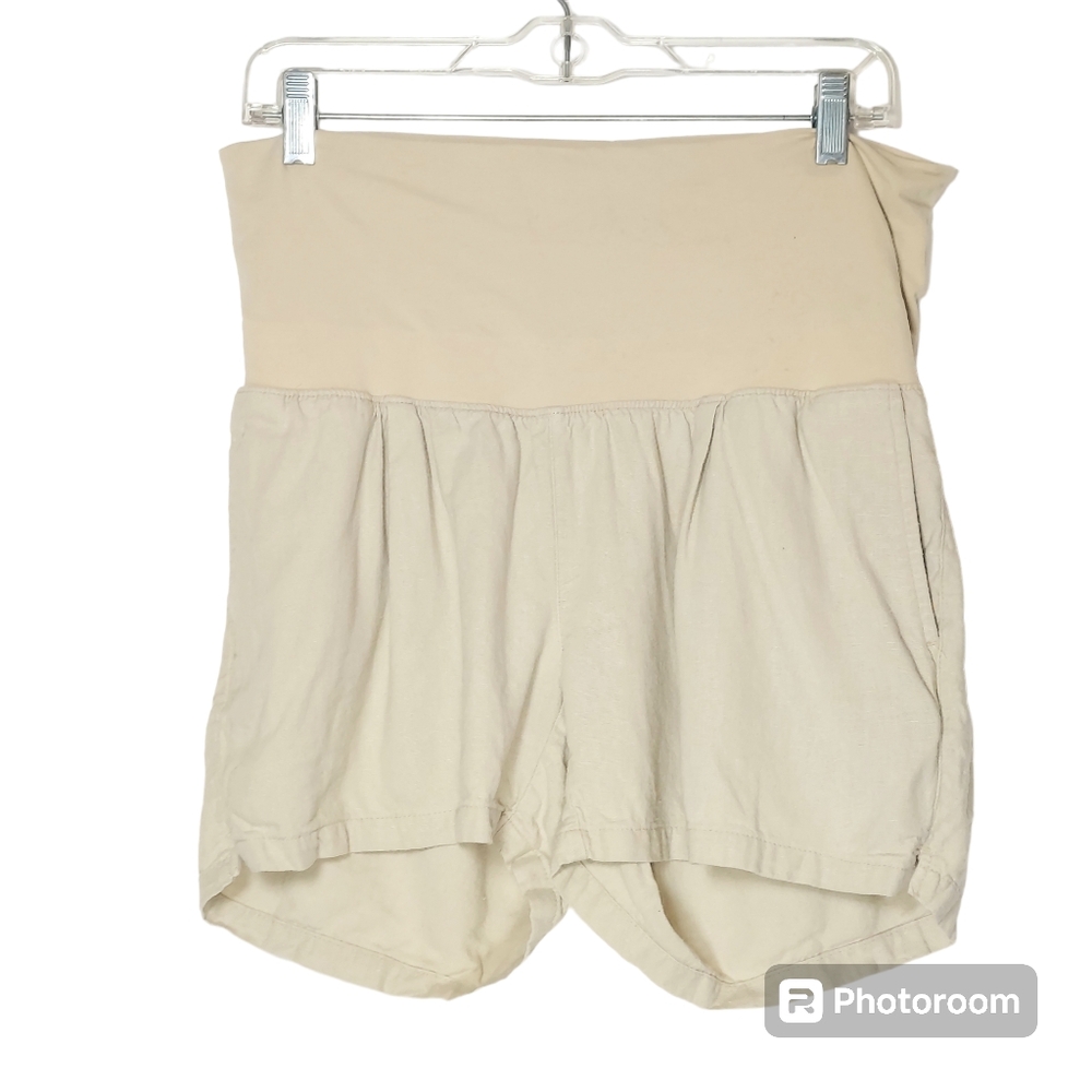 Beige Old Navy Maternity Linen Shorts